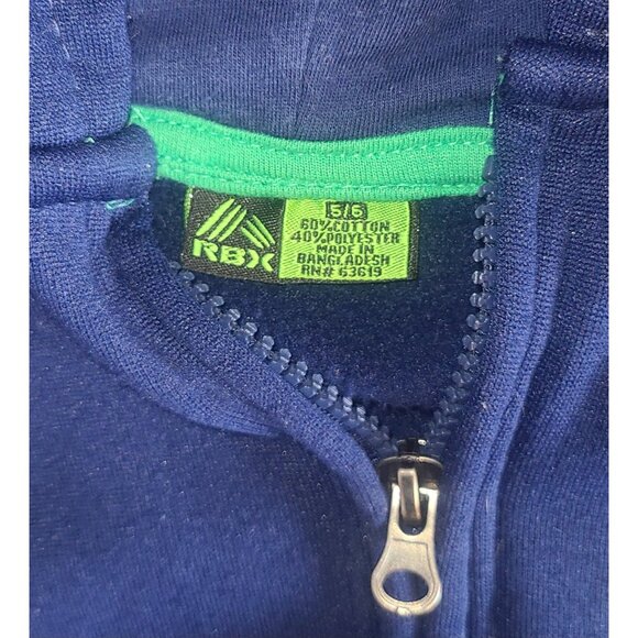 RBX Performance Boys Hoodie 5-6 Full Zip Cotton Blend Pockets Blue Gray - Picture 3 of 3